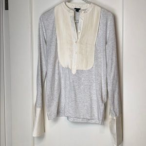 J. Crew Gray and Cream Blouse
